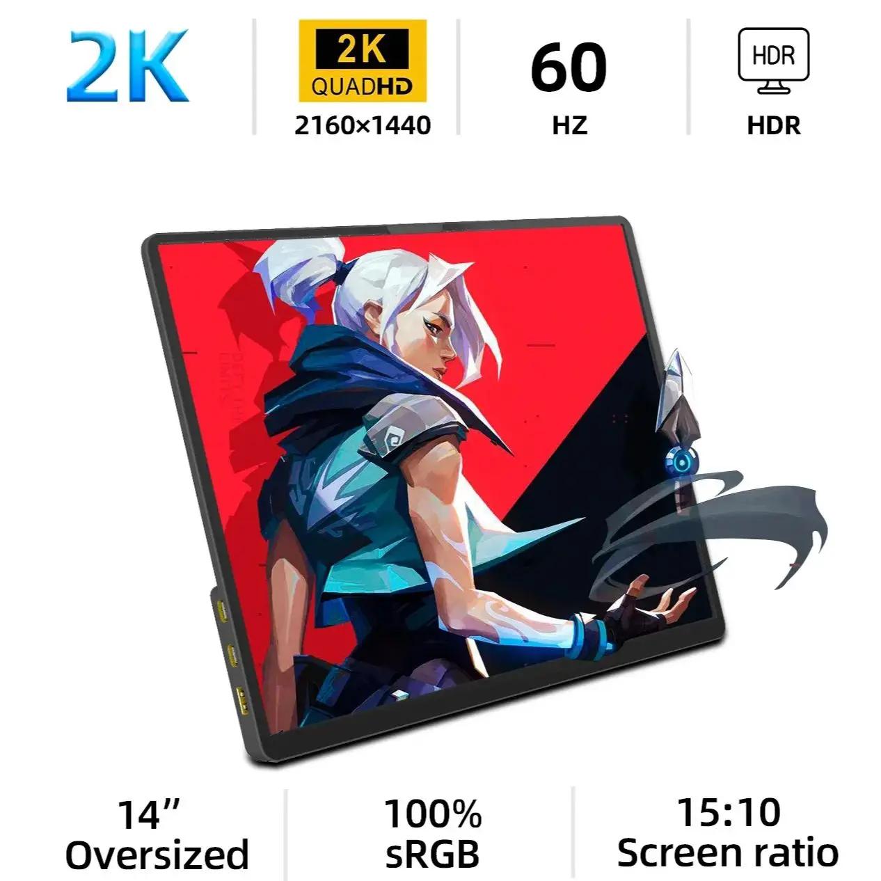 ZSUS 2160*1440 Ʈ XBox PS4 / 5 ġ TV ڽ ޴ ȭ PC Ȯ   14 ġ 2K ޴  60HZ